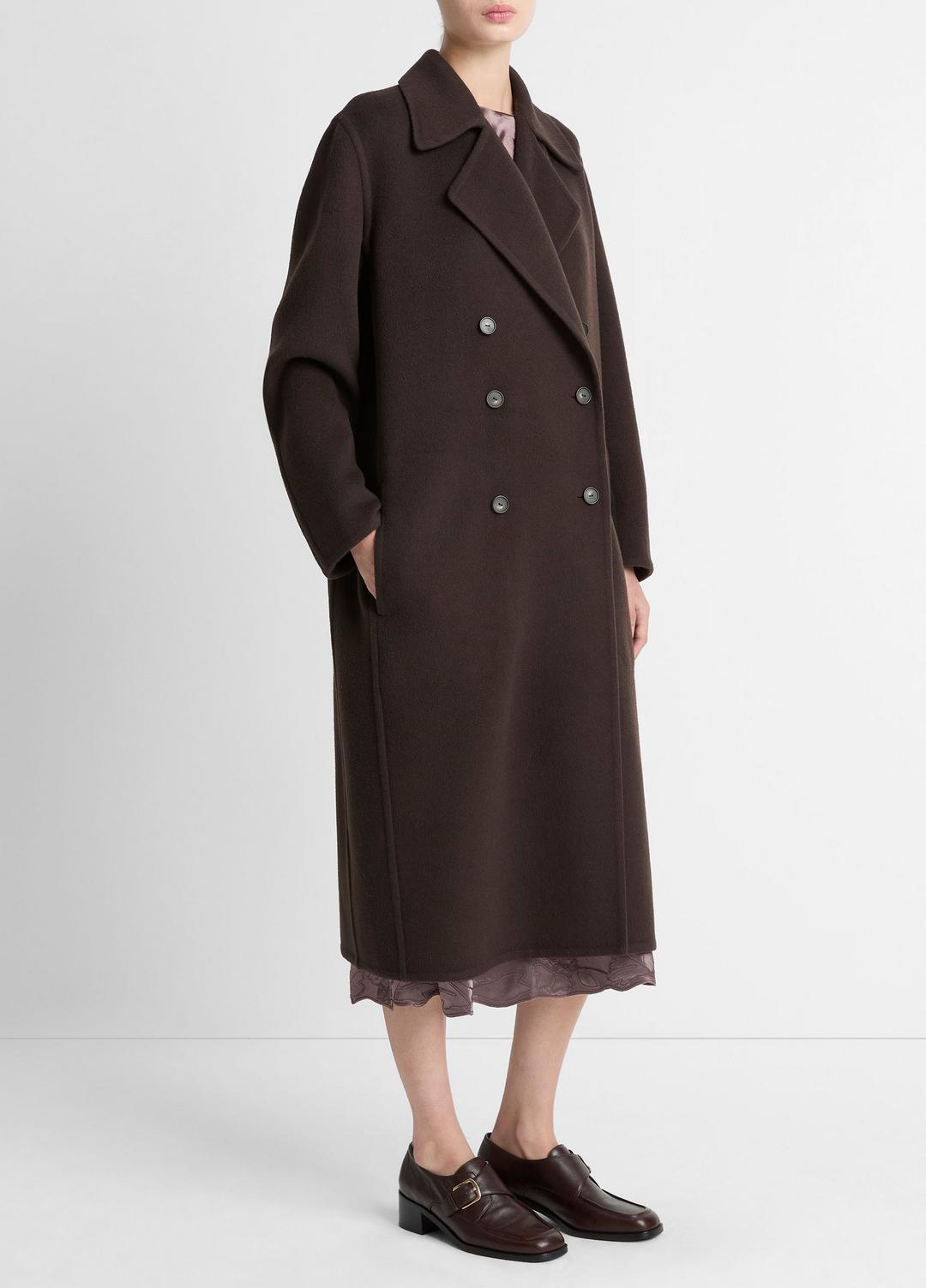VINCE Smart Buy - Wool-Blend Double-Breasted Long Coat in Coats
