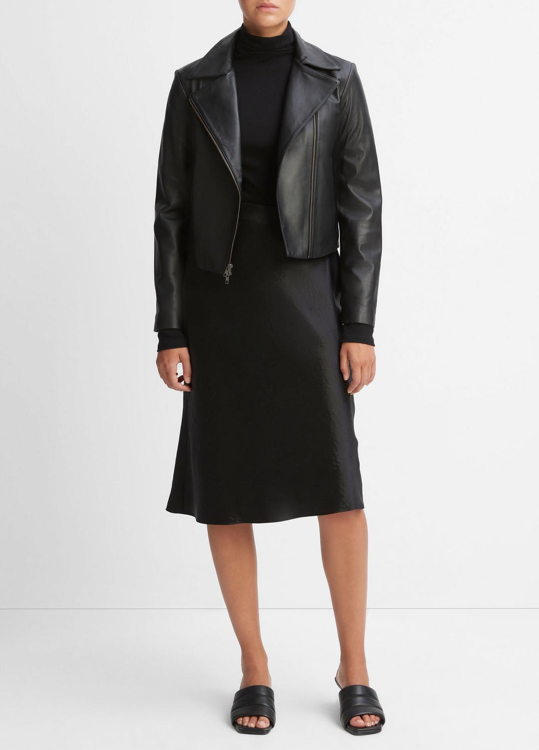 VINCE Hot Sale - Leather Cross-Front Moto Jacket in Leather Jackets