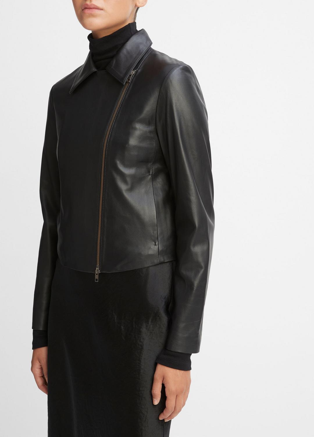 VINCE Hot Sale - Leather Cross-Front Moto Jacket in Leather Jackets