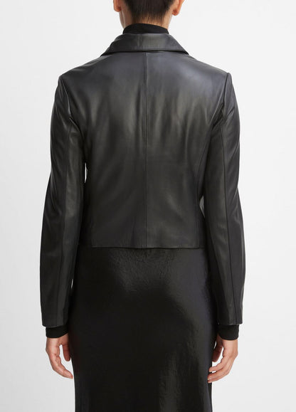 VINCE Hot Sale - Leather Cross-Front Moto Jacket in Leather Jackets
