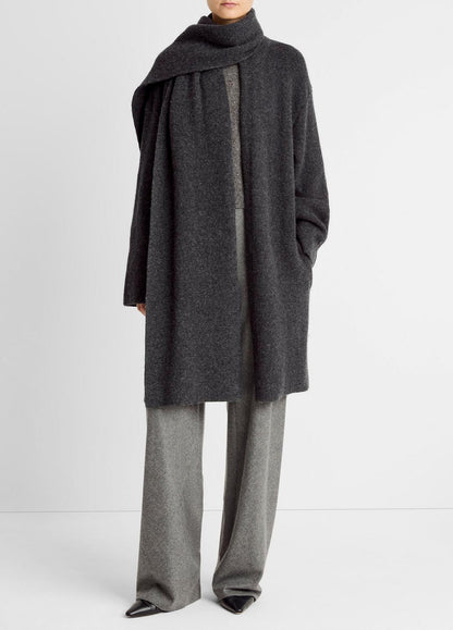 VINCE Special Offer - Draped-Scarf Wool-Blend Car Coat in Coats