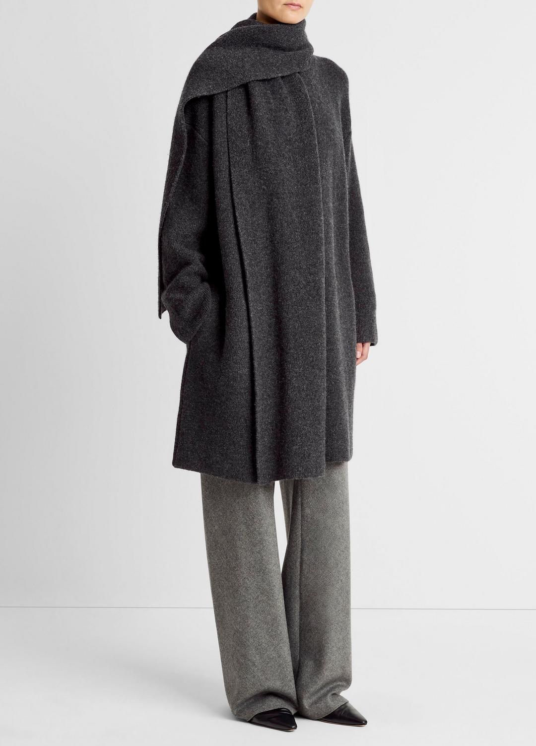 VINCE Special Offer - Draped-Scarf Wool-Blend Car Coat in Coats