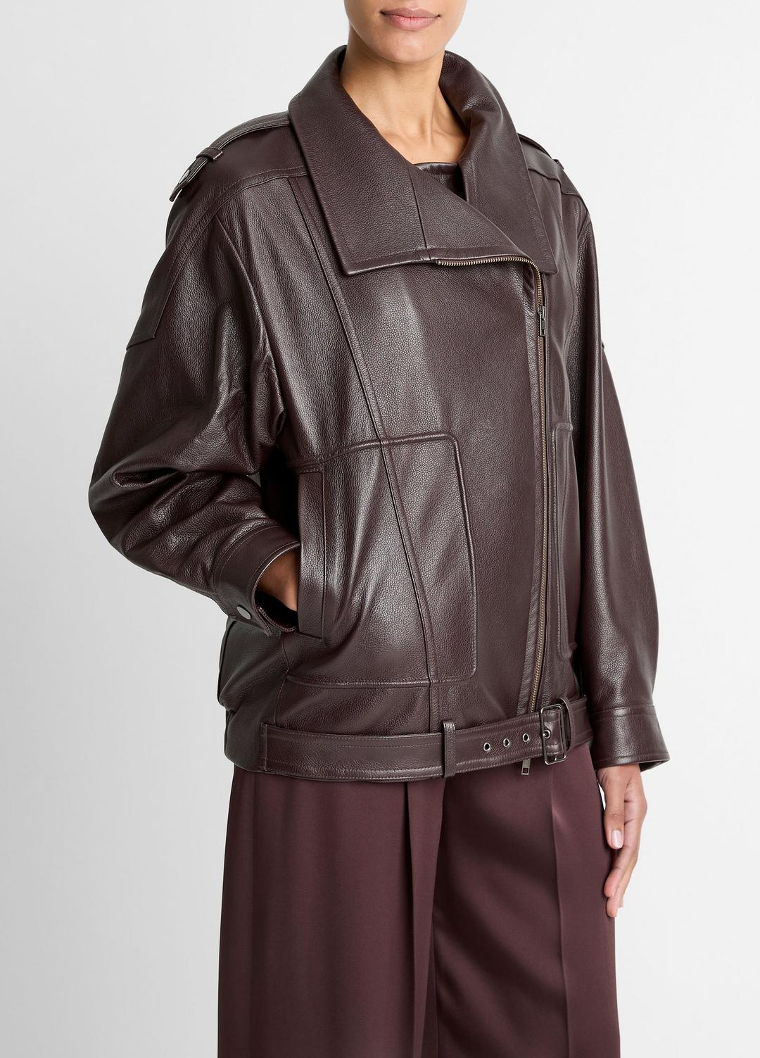 VINCE Essential - Leather Oversized Biker Jacket in Jackets