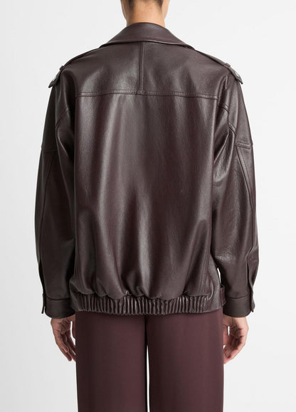 VINCE Essential - Leather Oversized Biker Jacket in Jackets