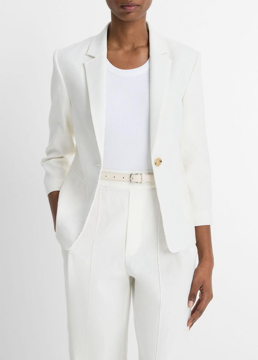 VINCE Trending - Linen-Blend Shrunken Blazer in Blazers