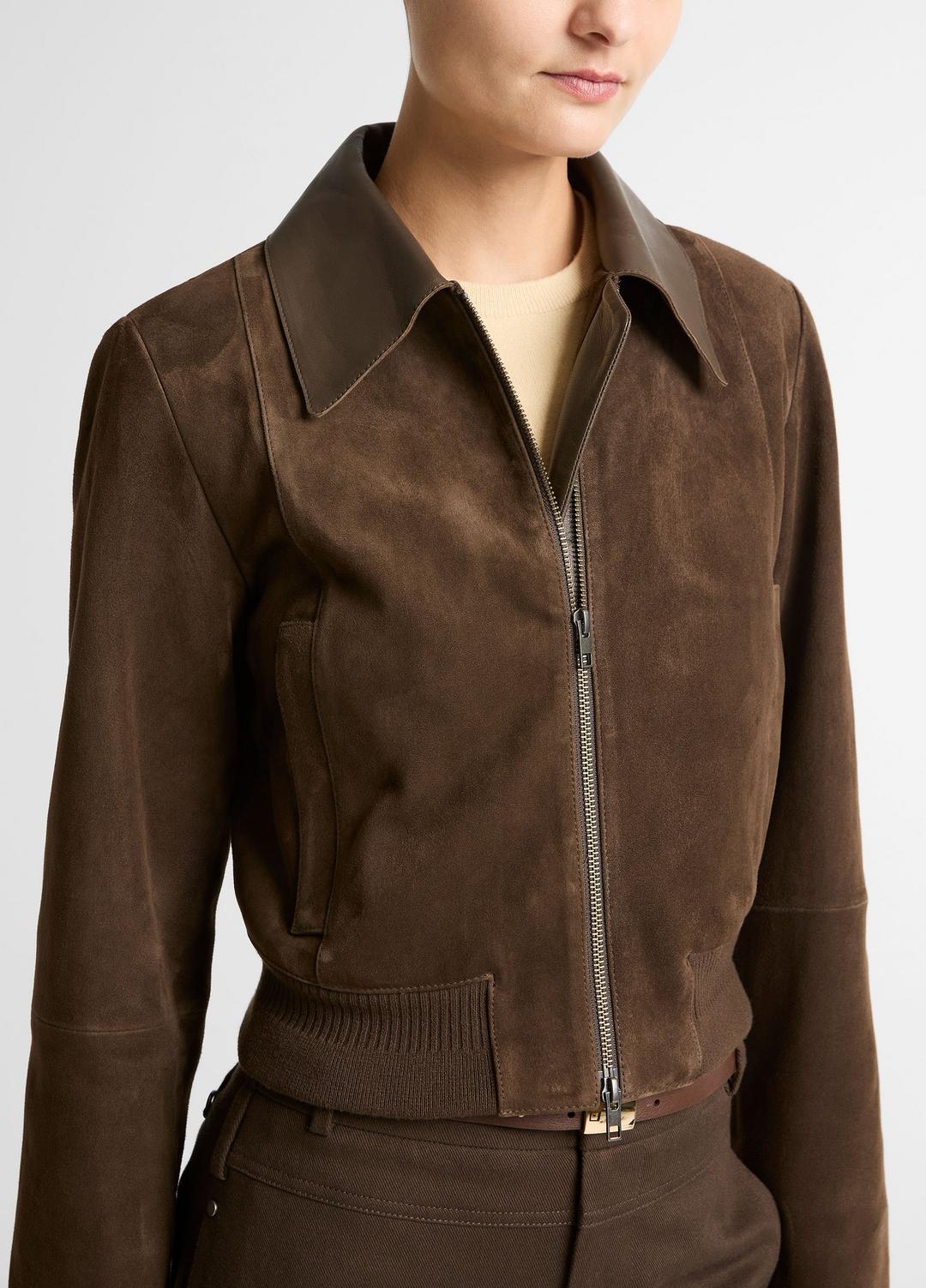 VINCE Customer Favorite - Suede Shrunken Bomber Jacket  in Jackets
