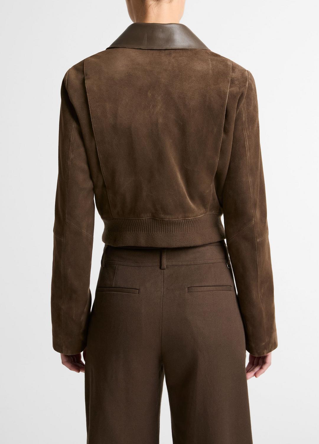 VINCE Customer Favorite - Suede Shrunken Bomber Jacket  in Jackets