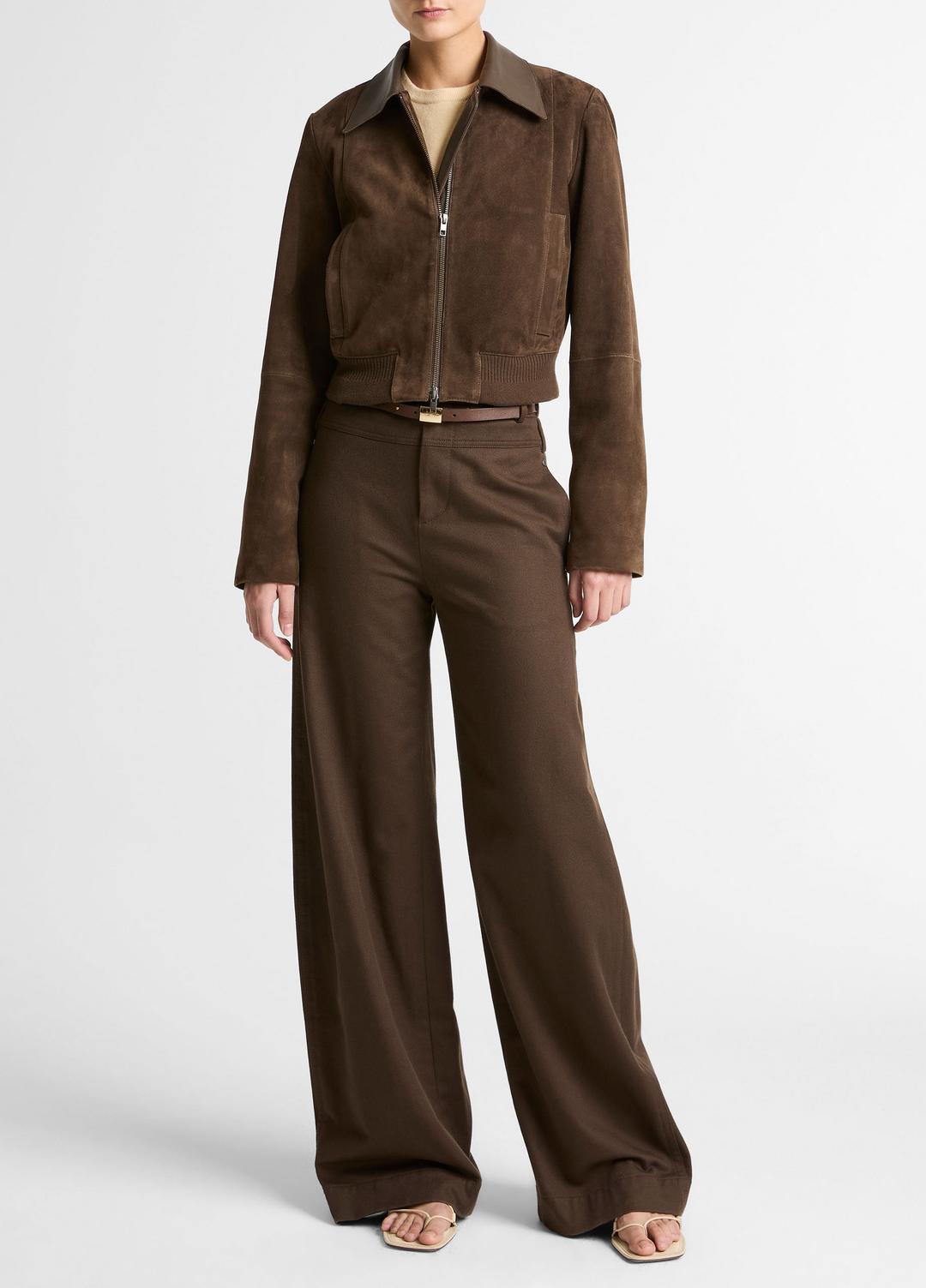 VINCE Customer Favorite - Suede Shrunken Bomber Jacket  in Jackets