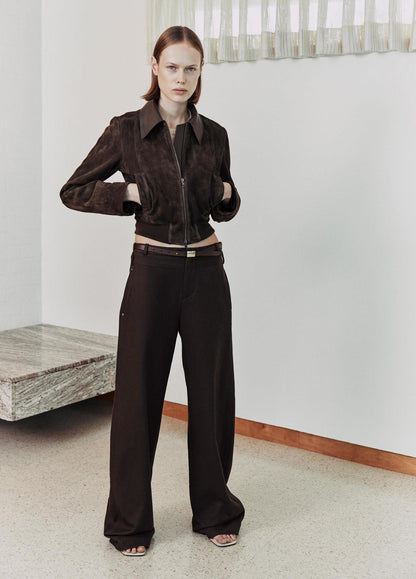 VINCE Customer Favorite - Suede Shrunken Bomber Jacket  in Jackets