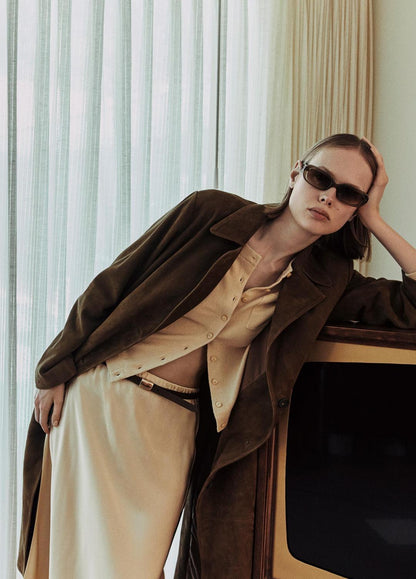VINCE Trending - Suede Long Coat in Coats