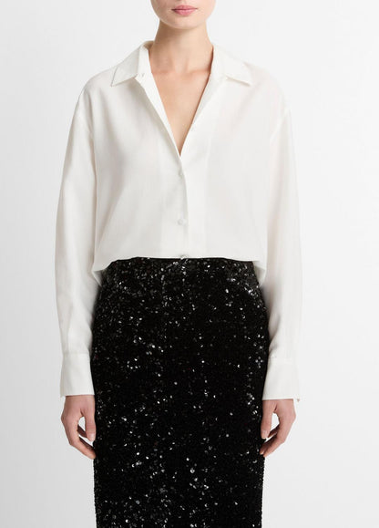 VINCE Great Value - Refined Twill Covered-Button Shirt in Long Sleeve