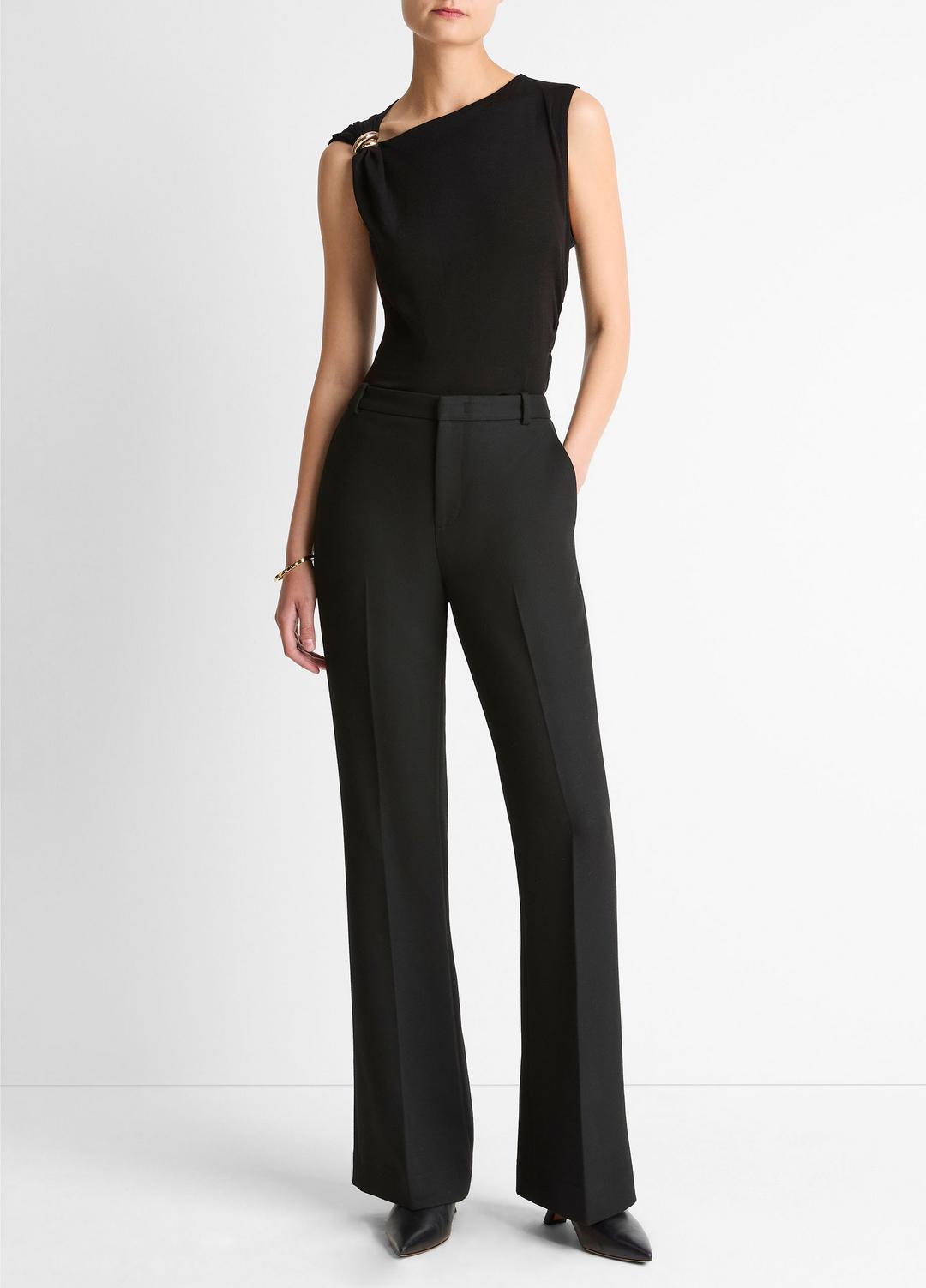VINCE Sale - Cinched-Shoulder Wool-Blend Top in Tank Tops