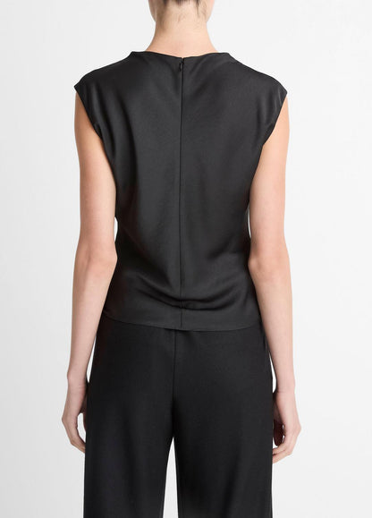 VINCE Sale - Satin Draped Cowl-Neck Top in Tank Tops