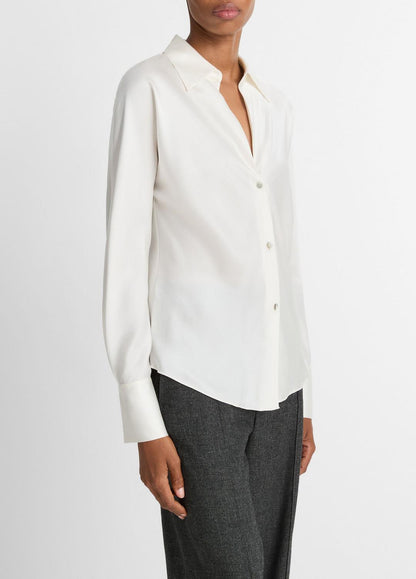 VINCE Discount - Silk Bias Long-Sleeve Blouse in Long Sleeve