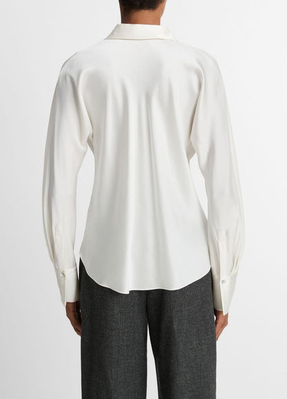 VINCE Discount - Silk Bias Long-Sleeve Blouse in Long Sleeve