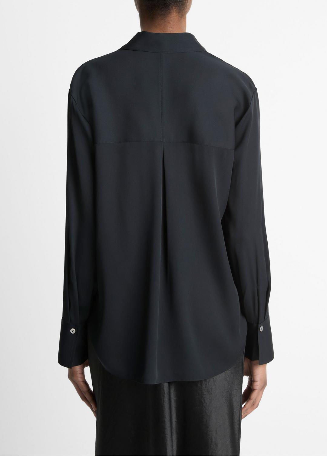 VINCE Great Value - Stretch-Silk Button-Front Blouse in Long Sleeve