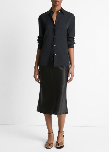 VINCE Great Value - Stretch-Silk Button-Front Blouse in Long Sleeve