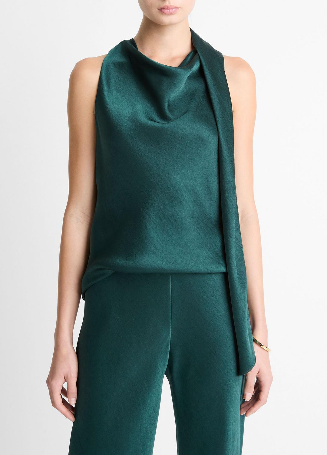 VINCE Trending - Satin Scarf Top in Tank Tops