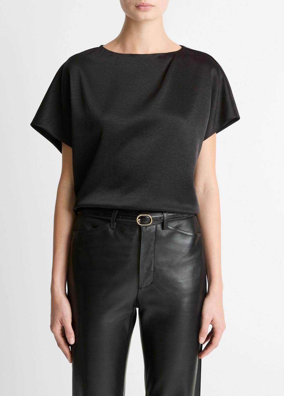 VINCE Smart Buy - Draped Satin Dolman-Sleeve Blouse in Short Sleeve
