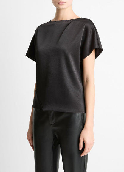 VINCE Smart Buy - Draped Satin Dolman-Sleeve Blouse in Short Sleeve