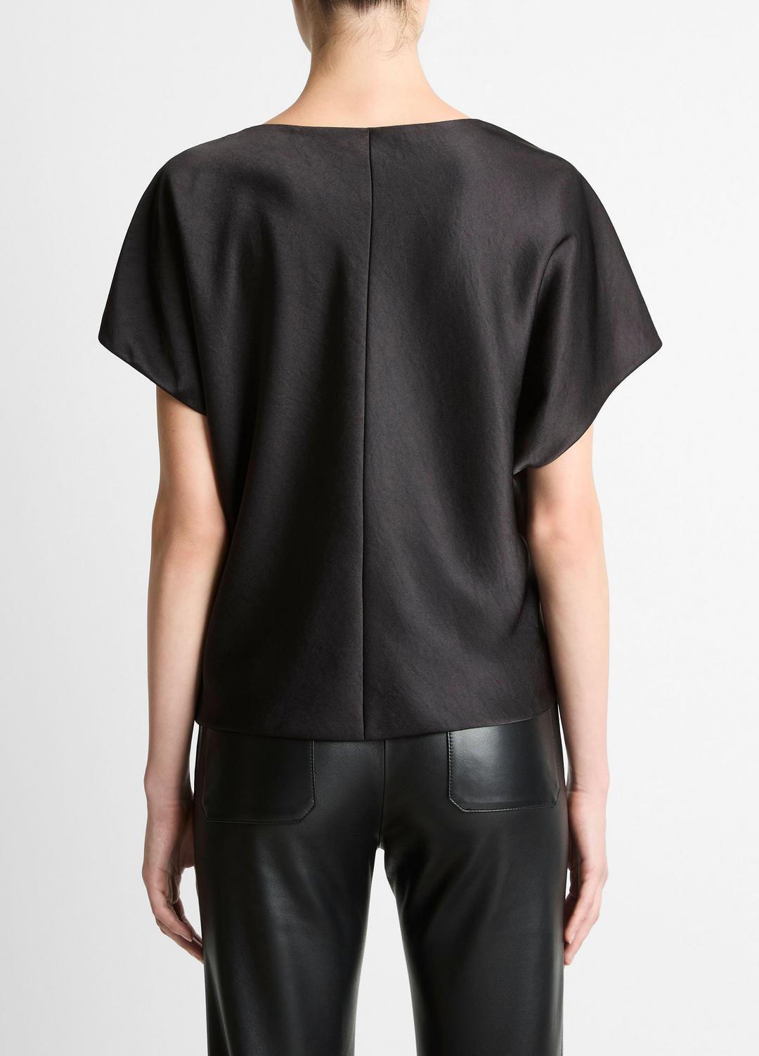 VINCE Smart Buy - Draped Satin Dolman-Sleeve Blouse in Short Sleeve