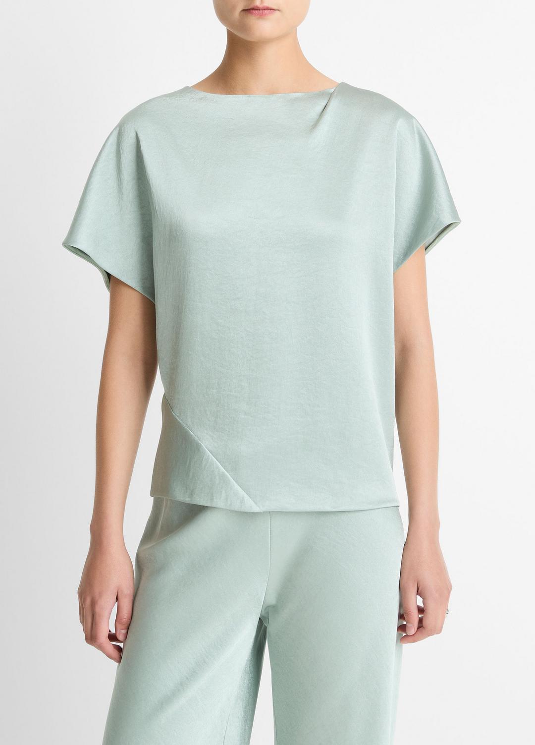 VINCE Great Value - Draped Satin Dolman-Sleeve Blouse in Short Sleeve