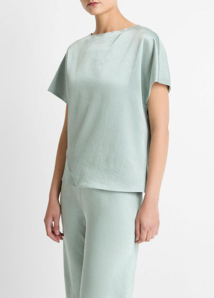 VINCE Great Value - Draped Satin Dolman-Sleeve Blouse in Short Sleeve
