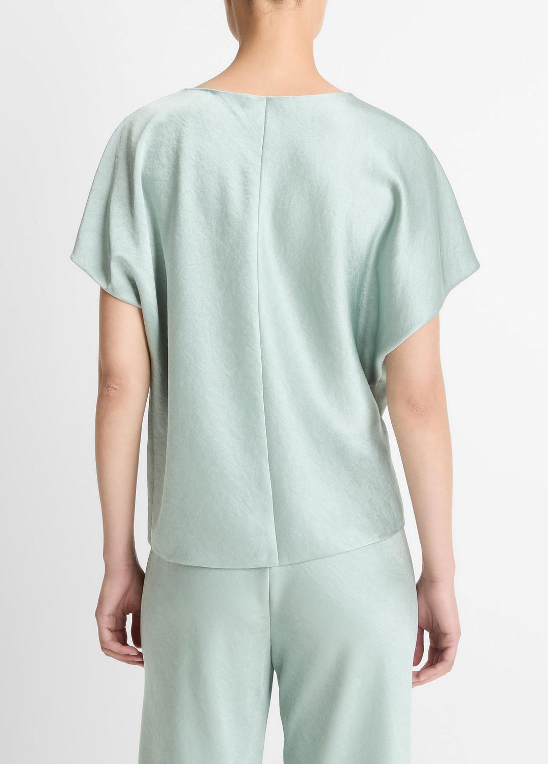 VINCE Great Value - Draped Satin Dolman-Sleeve Blouse in Short Sleeve