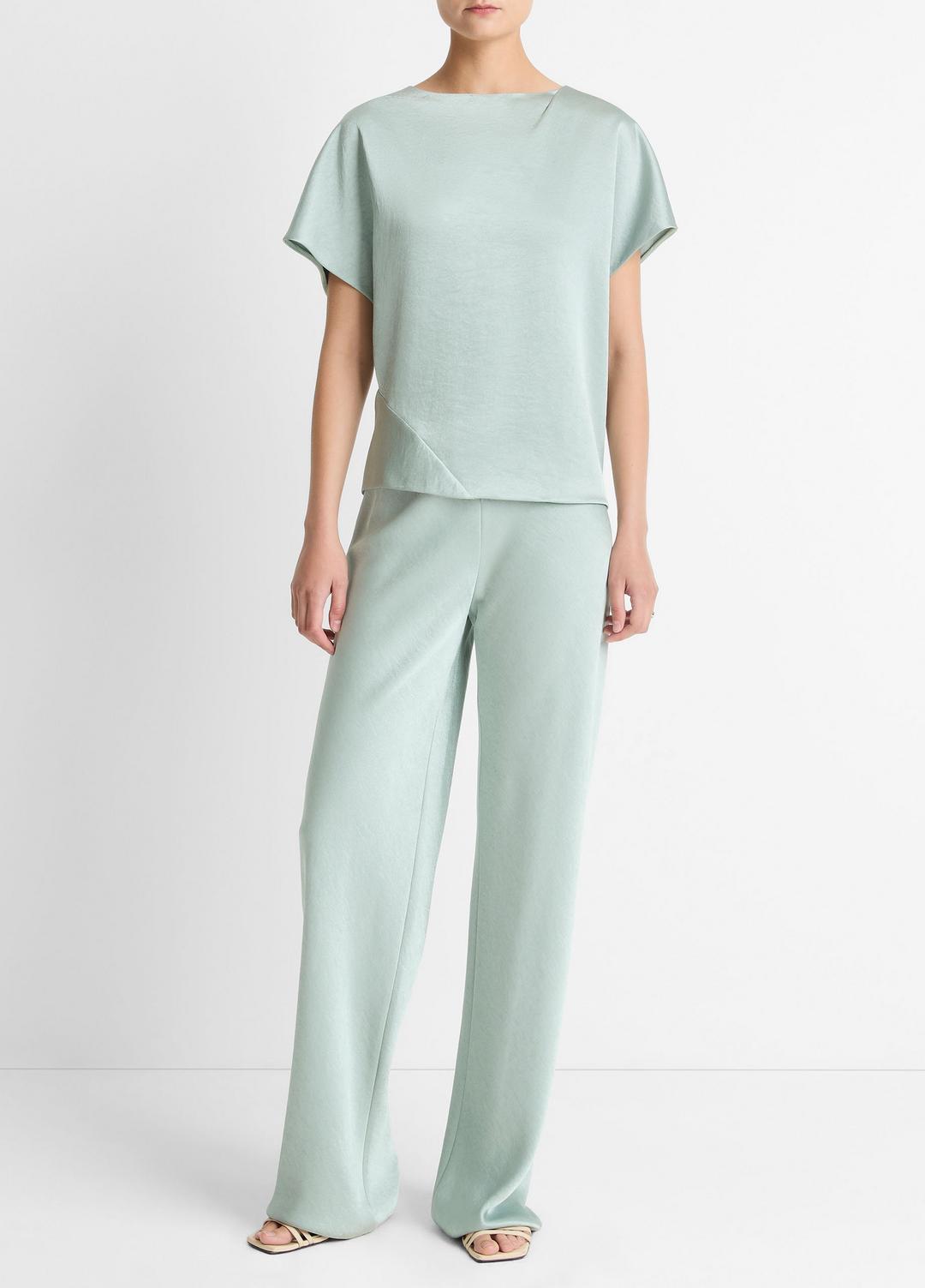 VINCE Great Value - Draped Satin Dolman-Sleeve Blouse in Short Sleeve