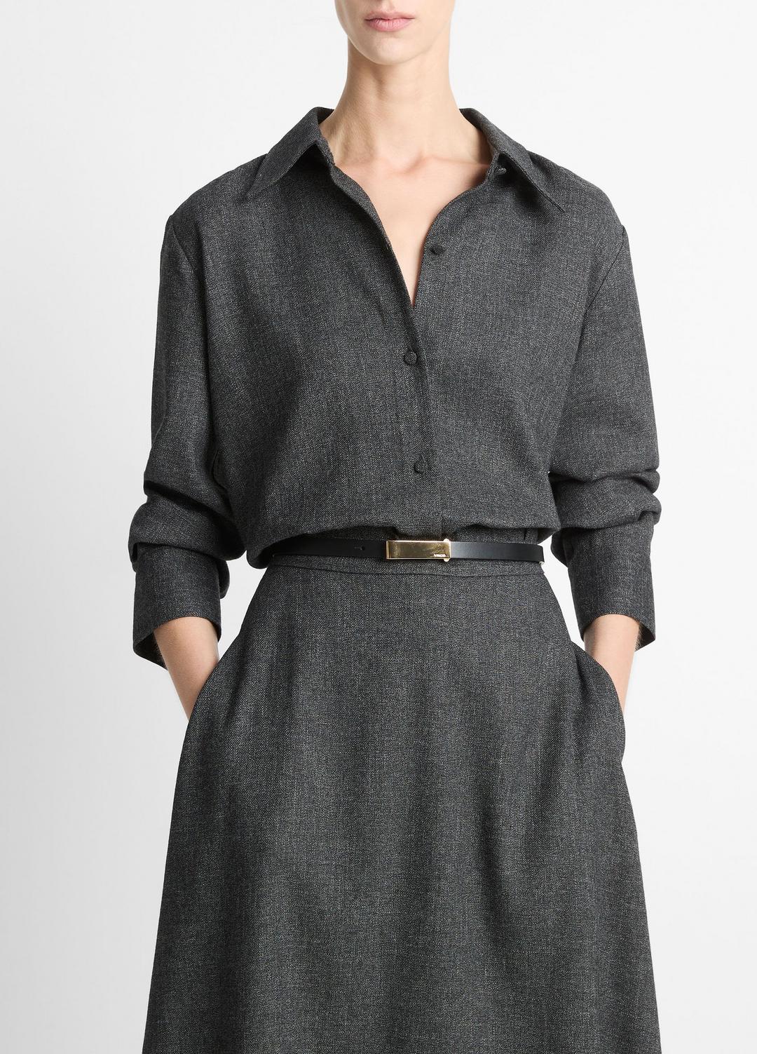 VINCE Best Price - Italian Jaspe Relaxed Button-Front Shirt in Long Sleeve