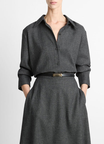 VINCE Best Price - Italian Jaspe Relaxed Button-Front Shirt in Long Sleeve