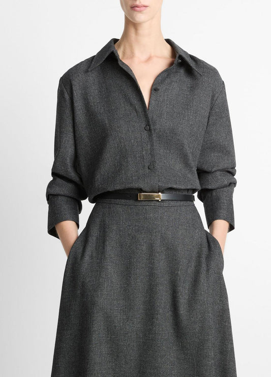 VINCE Best Price - Italian Jaspe Relaxed Button-Front Shirt in Long Sleeve