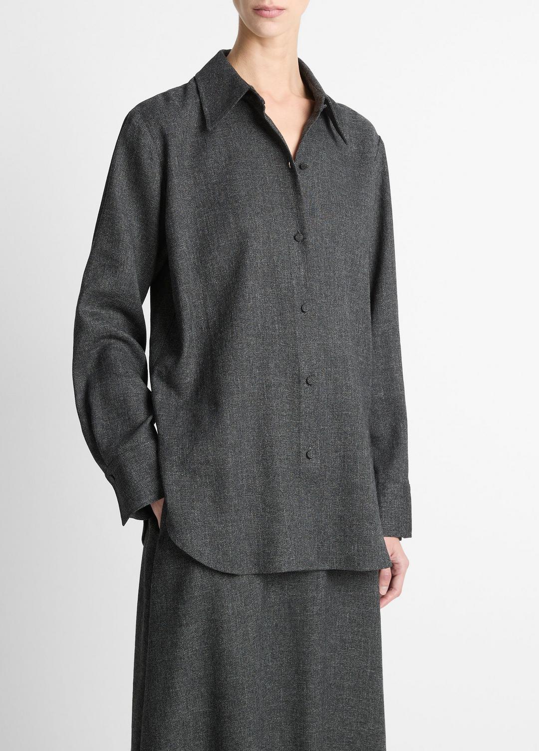 VINCE Best Price - Italian Jaspe Relaxed Button-Front Shirt in Long Sleeve