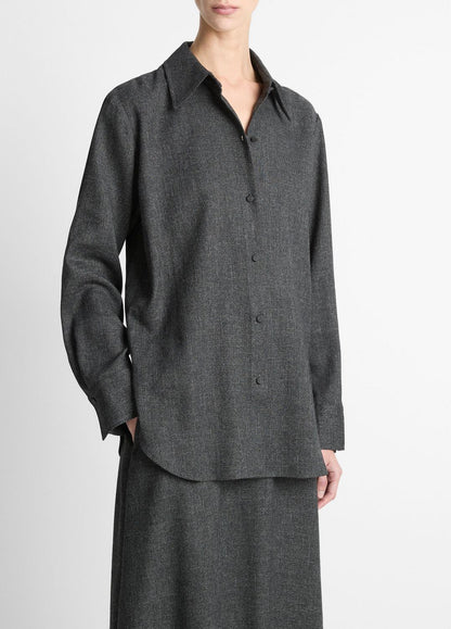 VINCE Best Price - Italian Jaspe Relaxed Button-Front Shirt in Long Sleeve