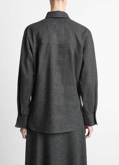VINCE Best Price - Italian Jaspe Relaxed Button-Front Shirt in Long Sleeve