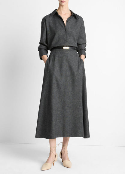 VINCE Best Price - Italian Jaspe Relaxed Button-Front Shirt in Long Sleeve