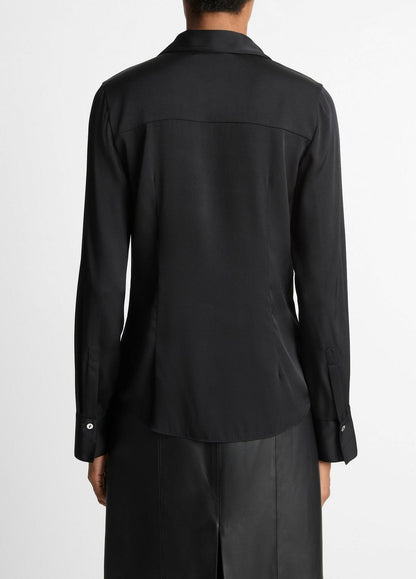 VINCE Featured - Silk-Blend Slim Button-Front Blouse in Long Sleeve