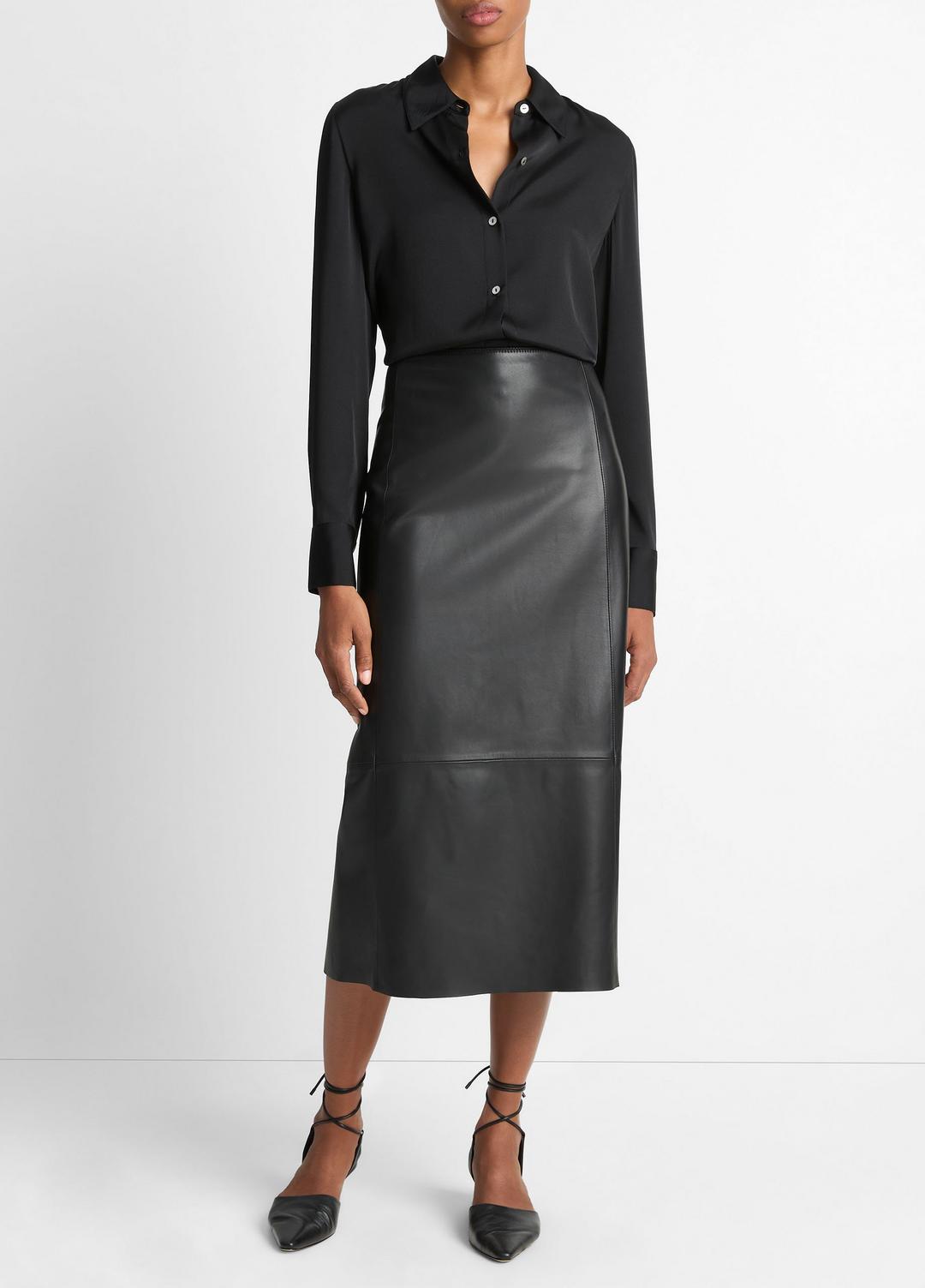 VINCE Featured - Silk-Blend Slim Button-Front Blouse in Long Sleeve