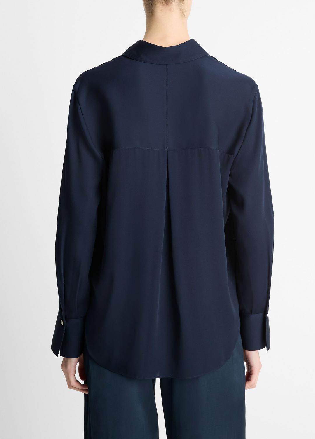 VINCE Special Offer - Stretch-Silk Button-Front Blouse in Long Sleeve