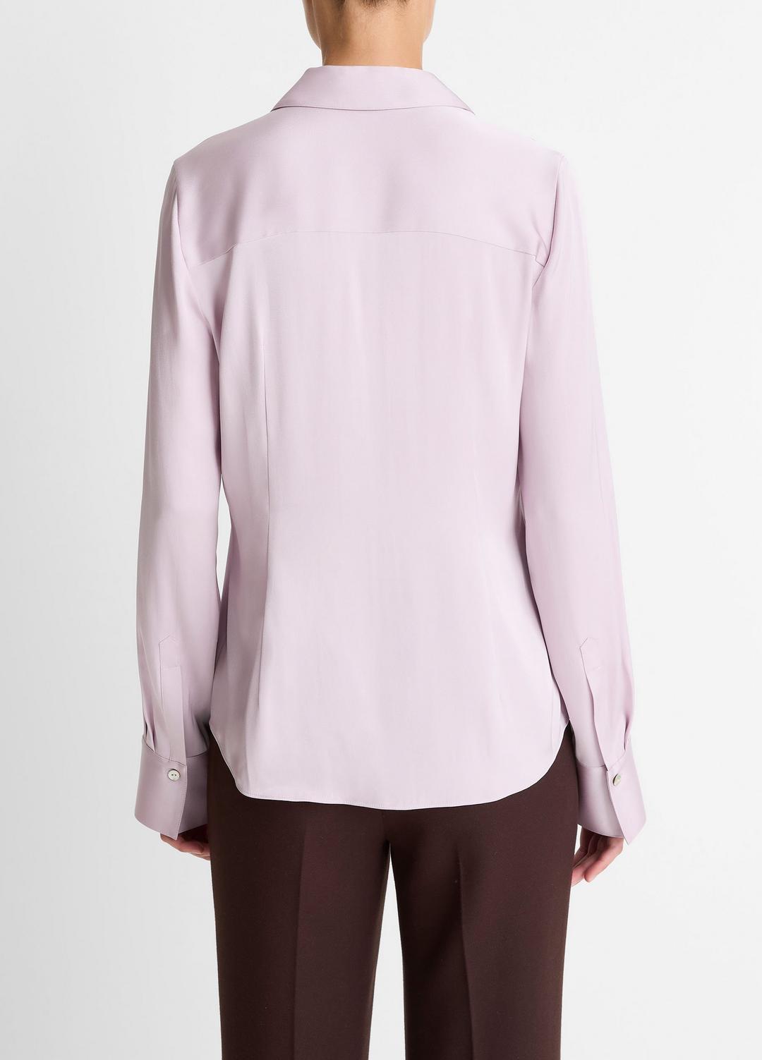 VINCE Customer Favorite - Silk-Blend Slim Button-Front Blouse in Long Sleeve