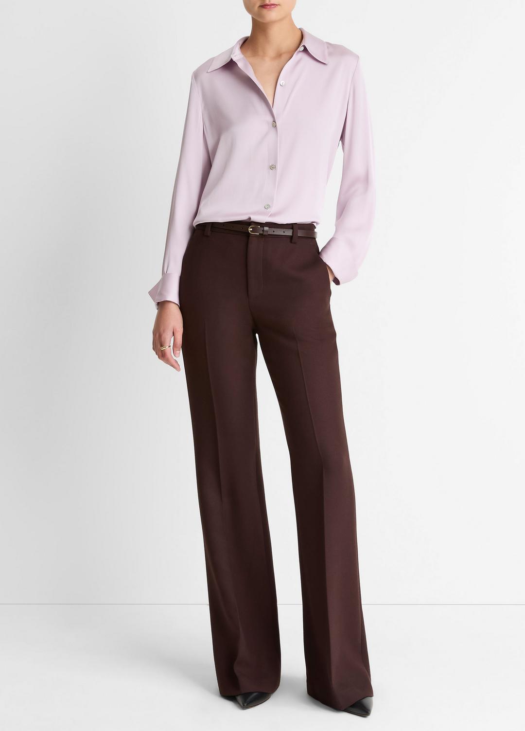 VINCE Customer Favorite - Silk-Blend Slim Button-Front Blouse in Long Sleeve