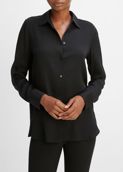 VINCE Best Seller - Slim Fitted Stretch-Silk Blouse in Long Sleeve