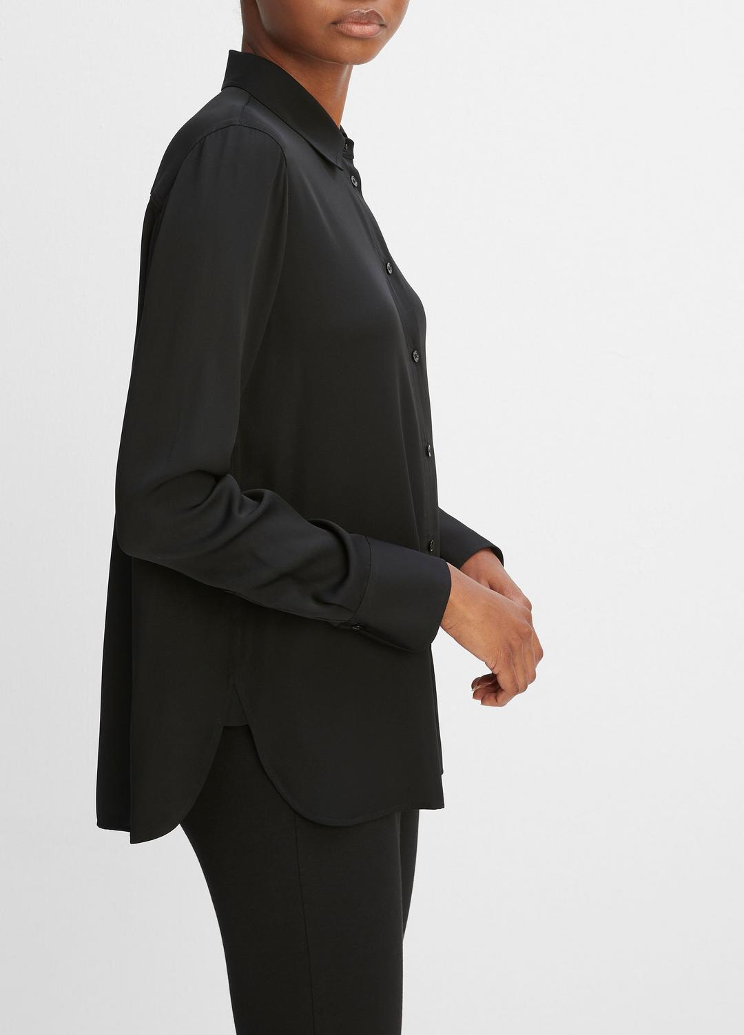 VINCE Best Seller - Slim Fitted Stretch-Silk Blouse in Long Sleeve