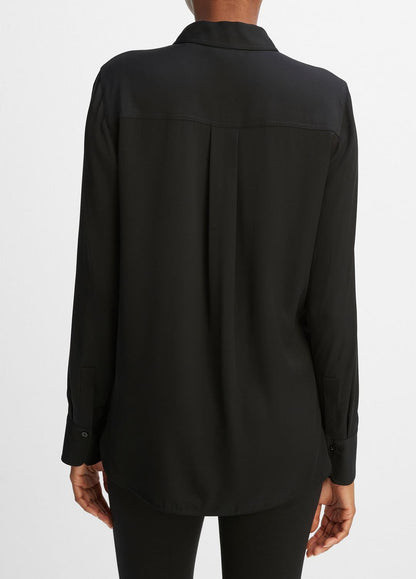 VINCE Best Seller - Slim Fitted Stretch-Silk Blouse in Long Sleeve