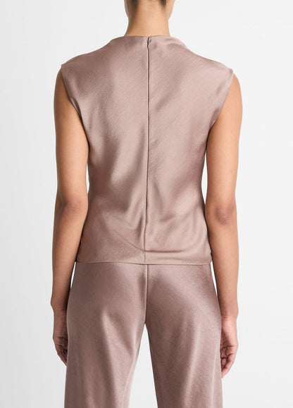 VINCE Hot Sale - Satin Draped Cowl-Neck Top in Tank Tops