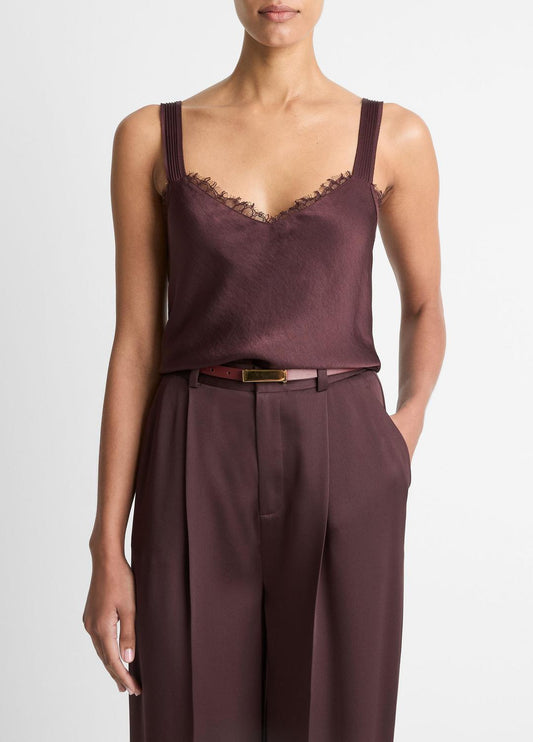 VINCE Trending - Lace-Trim Satin Camisole in Tank Tops