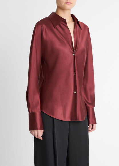 VINCE Hot Sale - Silk Bias Long-Sleeve Blouse in Long Sleeve