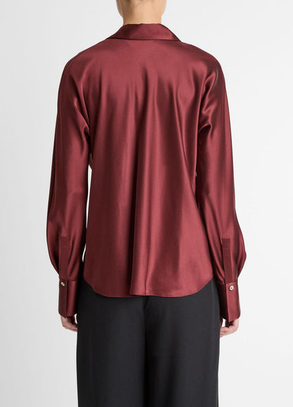 VINCE Hot Sale - Silk Bias Long-Sleeve Blouse in Long Sleeve