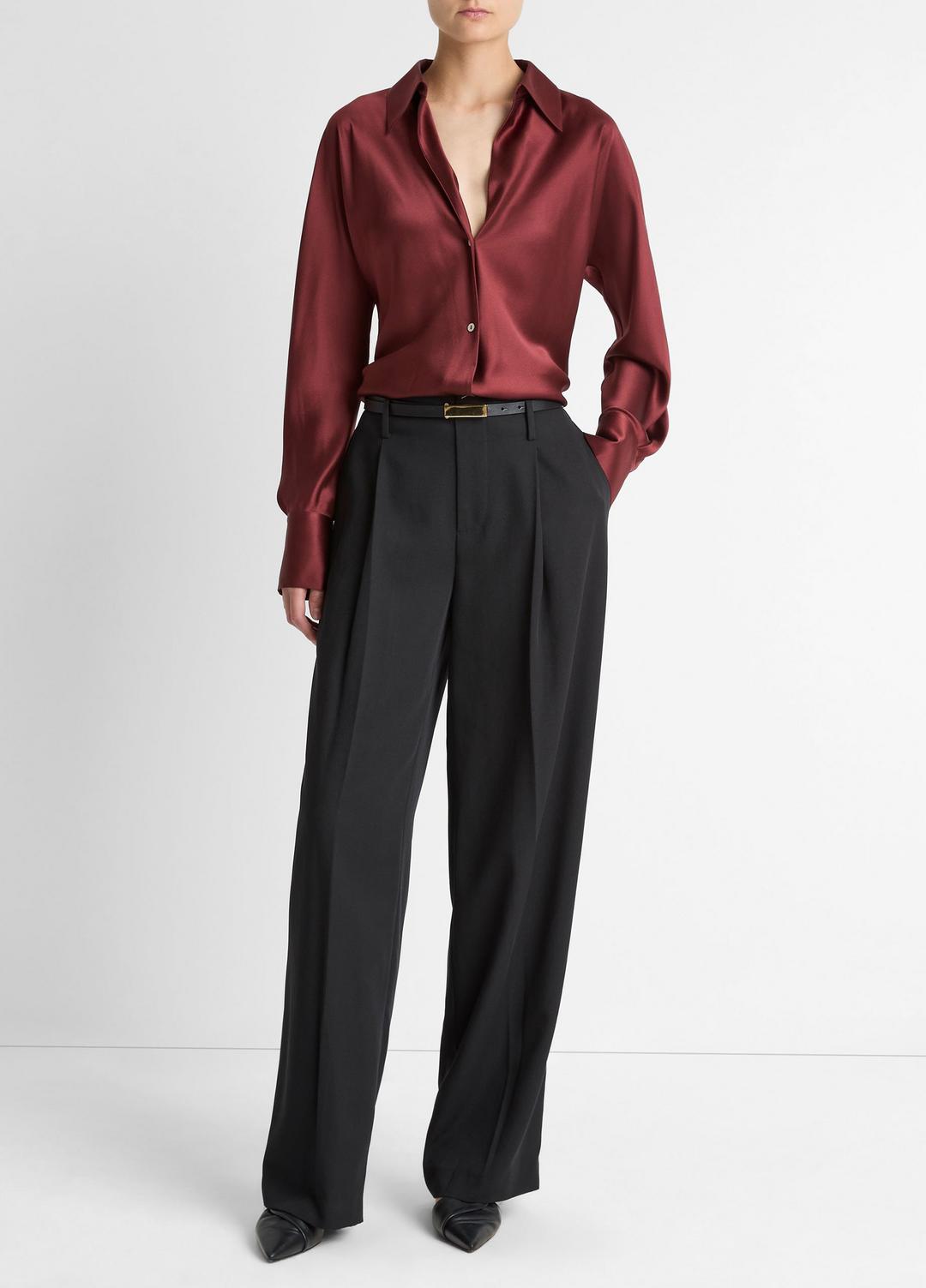 VINCE Hot Sale - Silk Bias Long-Sleeve Blouse in Long Sleeve