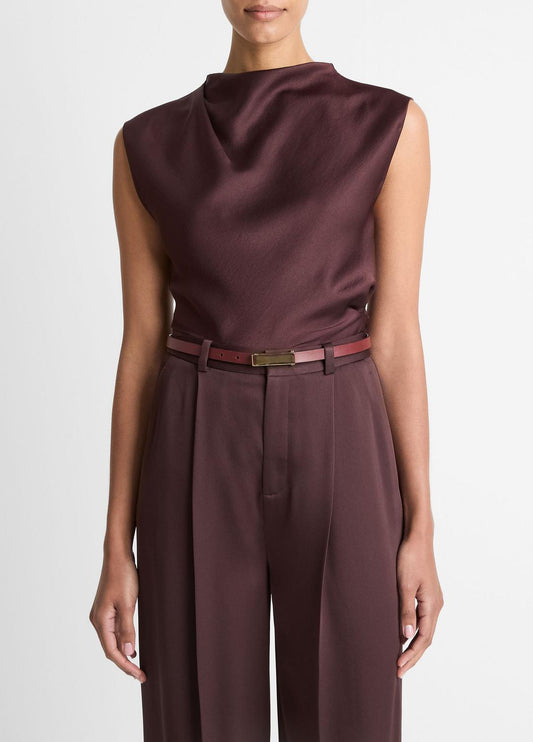 VINCE Classic - Satin Draped Cowl-Neck Top in Tank Tops